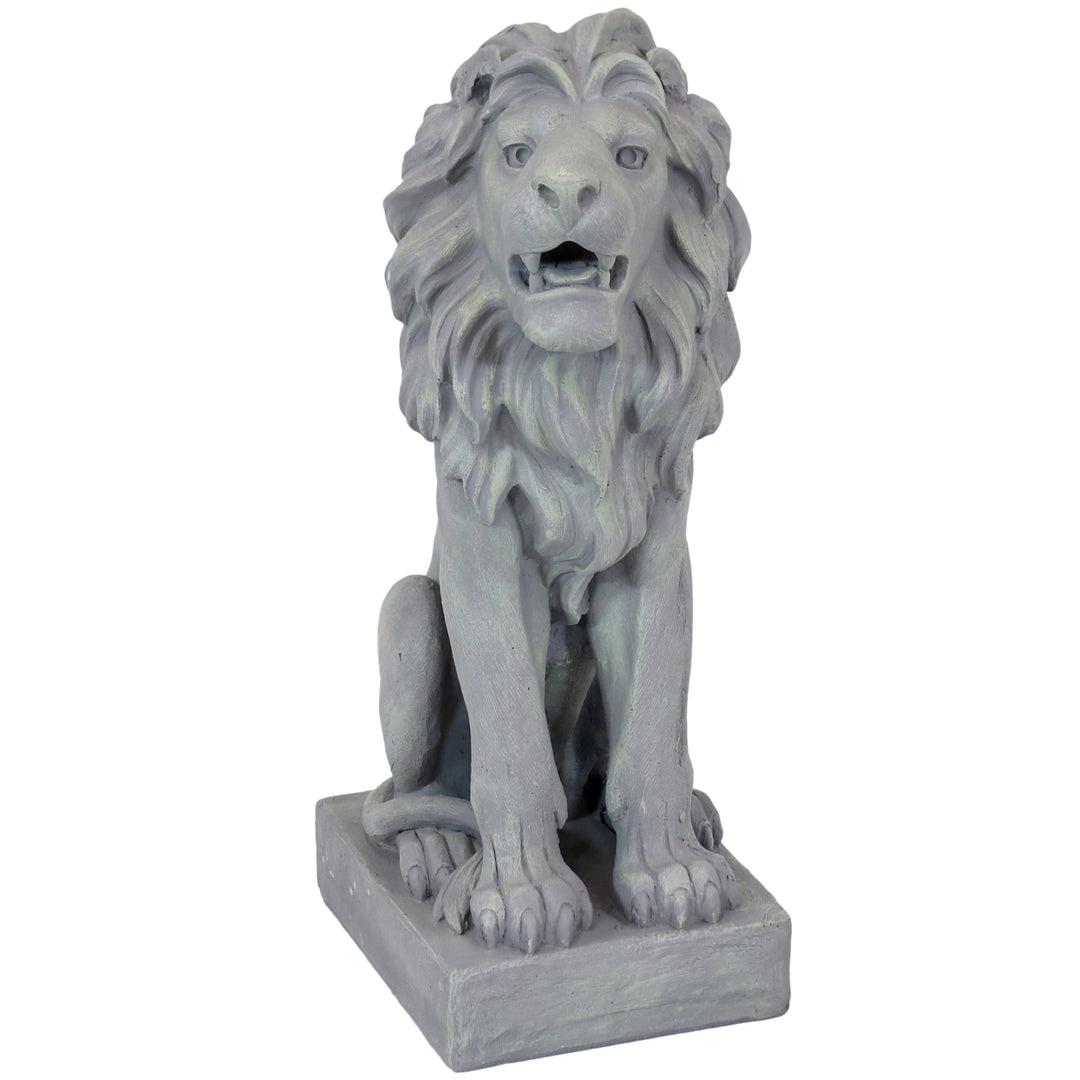 Sunnydaze Noble Beast Sitting Lion Outdoor Concrete Statue - 30 in Image 1