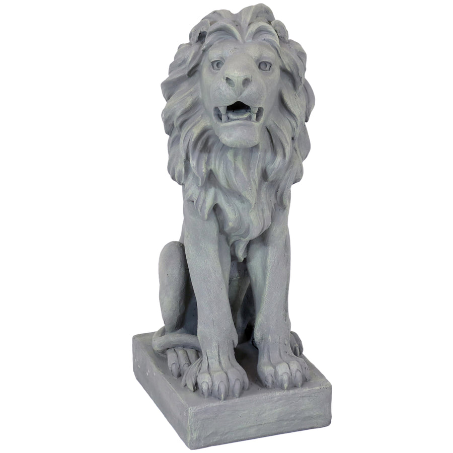 Sunnydaze Noble Beast Sitting Lion Outdoor Concrete Statue - 30 in Image 1