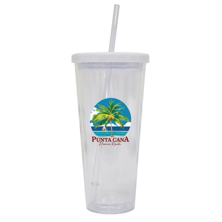 Punta Cana Dominican Republic Souvenir 24 oz Reusable Plastic Straw Tumbler w/Lid and Straw Image 1