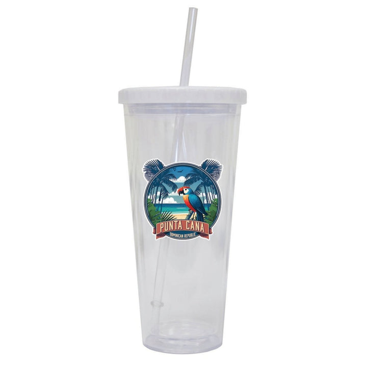 Punta Cana Dominican Republic Souvenir 24 oz Reusable Plastic Straw Tumbler w/Lid and Straw Image 1