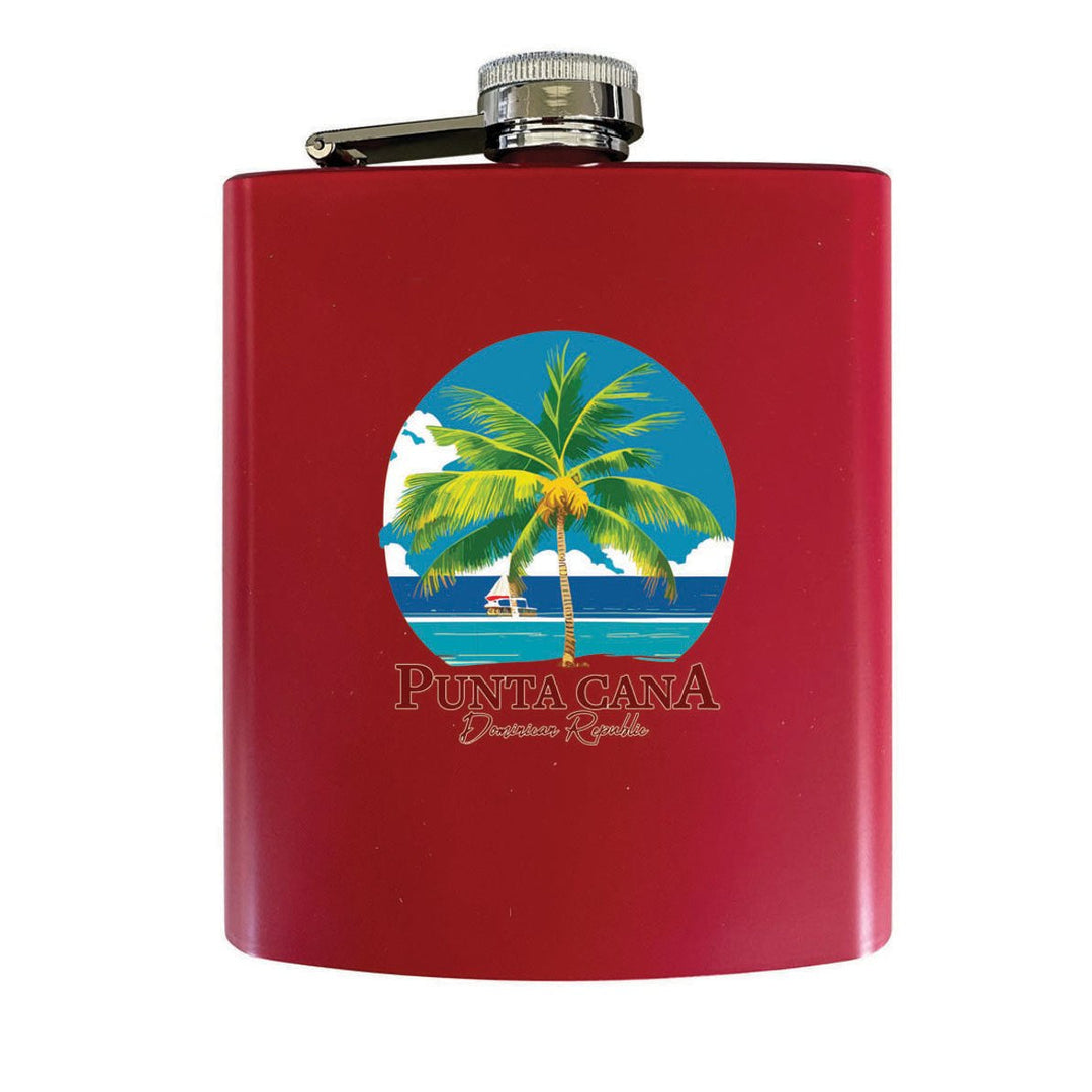 Punta Cana Dominican Republic Souvenir Matte Finish Stainless Steel 7 oz Flask Image 1