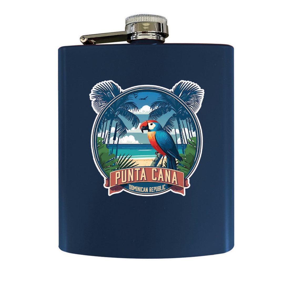 Punta Cana Dominican Republic Souvenir Matte Finish Stainless Steel 7 oz Flask Image 1