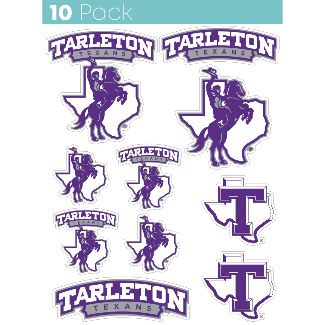 Tarleton State University 10-Pack, 4 inches in size on one of its sides NCAA Durable School Spirit Vinyl Decal Sticker Image 1