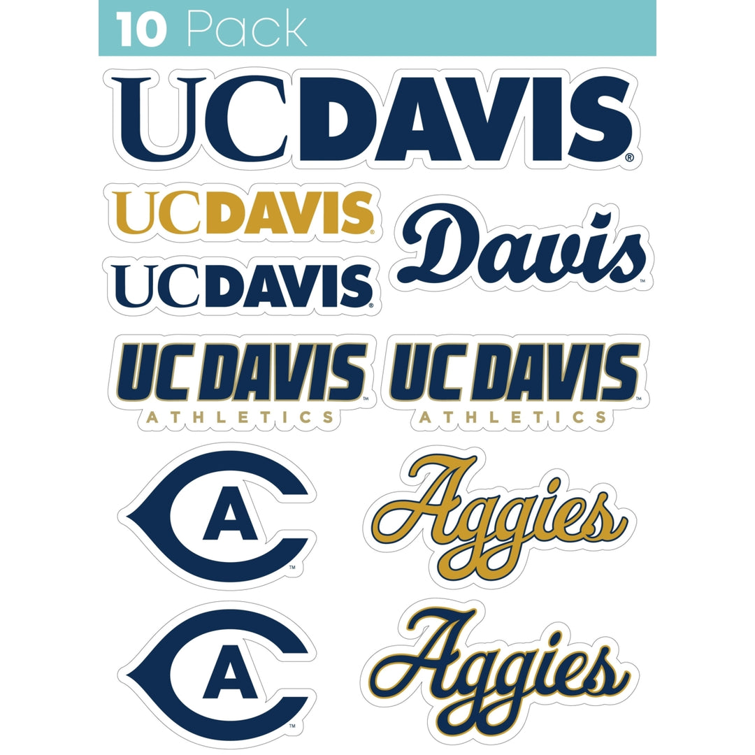 UC Davis Aggies 10-Pack, 4 inches in size on one of its sides NCAA Durable School Spirit Vinyl Decal Sticker Image 1