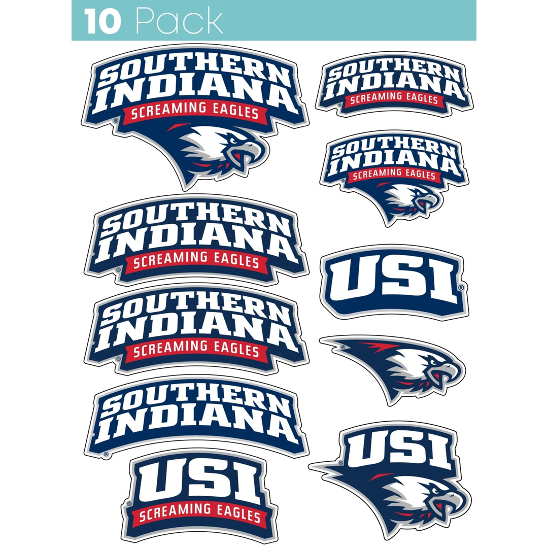 University of Southern Indiana 10-Pack, 4 inches in size on one of its sides NCAA Durable School Spirit Vinyl Decal Image 1