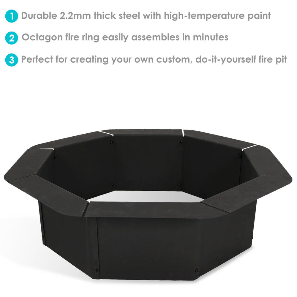 Sunnydaze 30 in Heavy-Duty Steel Octagon Above/In-Ground Fire Pit Liner Image 2