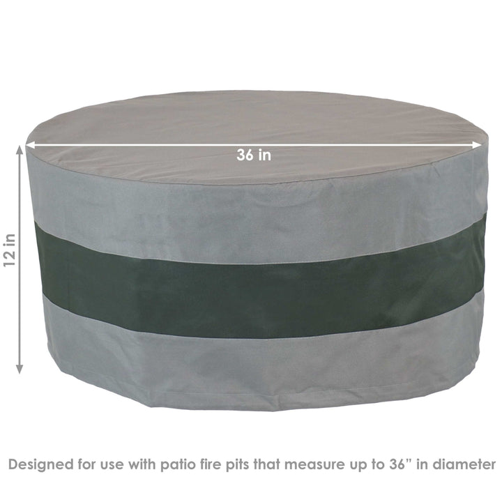 Sunnydaze 36 in 2-Tone Polyester Round Outdoor Fire Pit Cover - Gray/Green Image 3