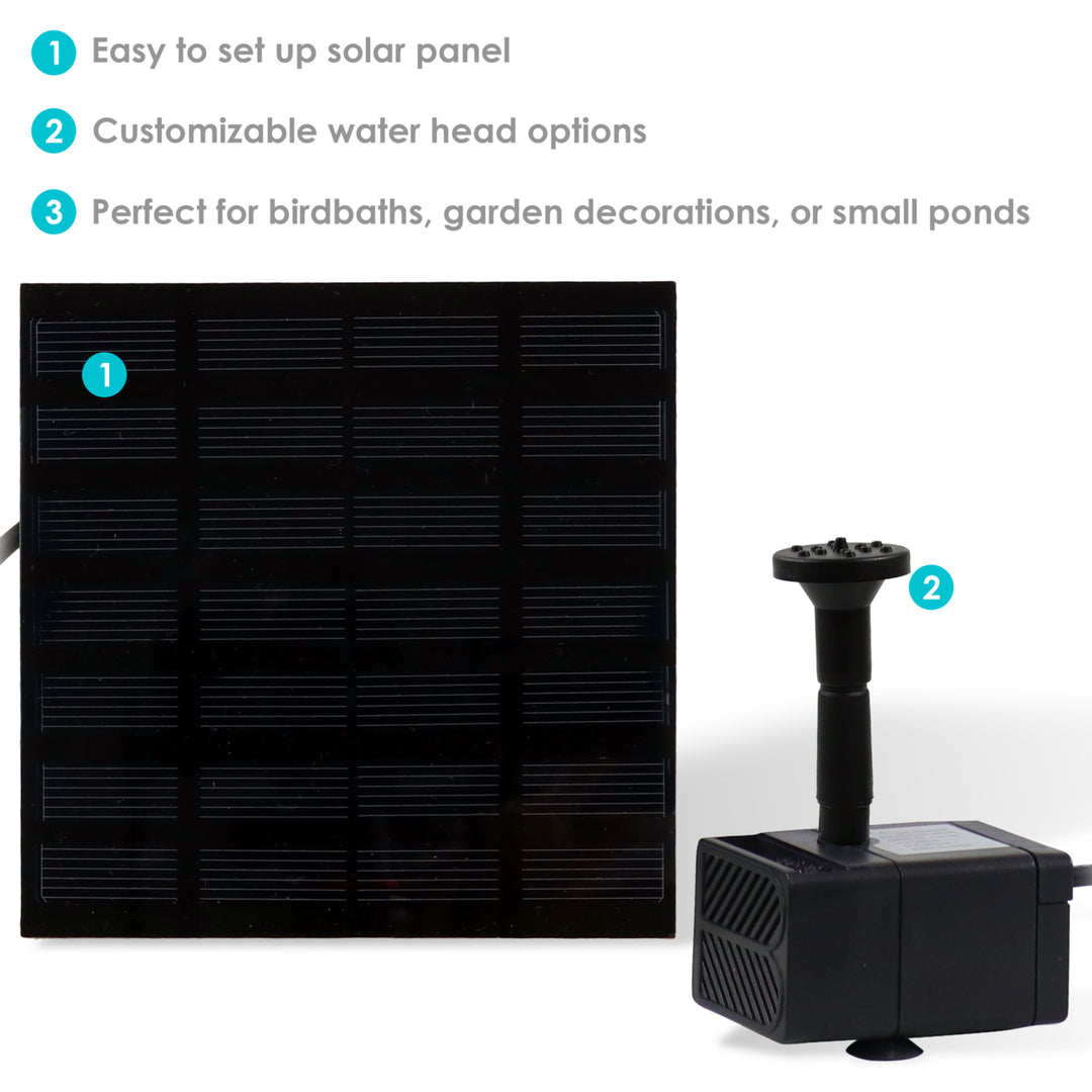 Sunnydaze 40 GPH Solar Fountain Water Pump Kit - 20 in Lift Image 2