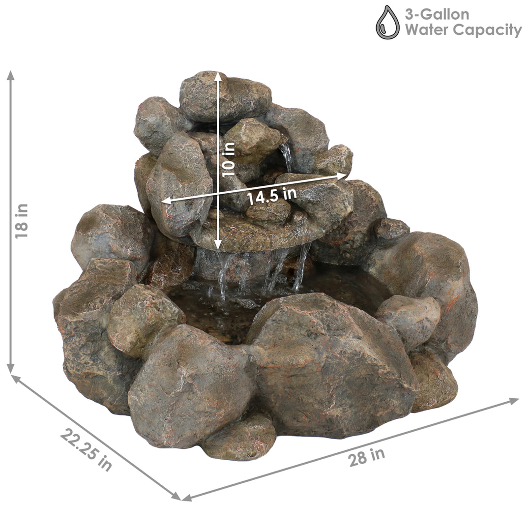 Sunnydaze Electric Resin Rocky Ravine Outdoor Water Fountain - 18 in Image 3