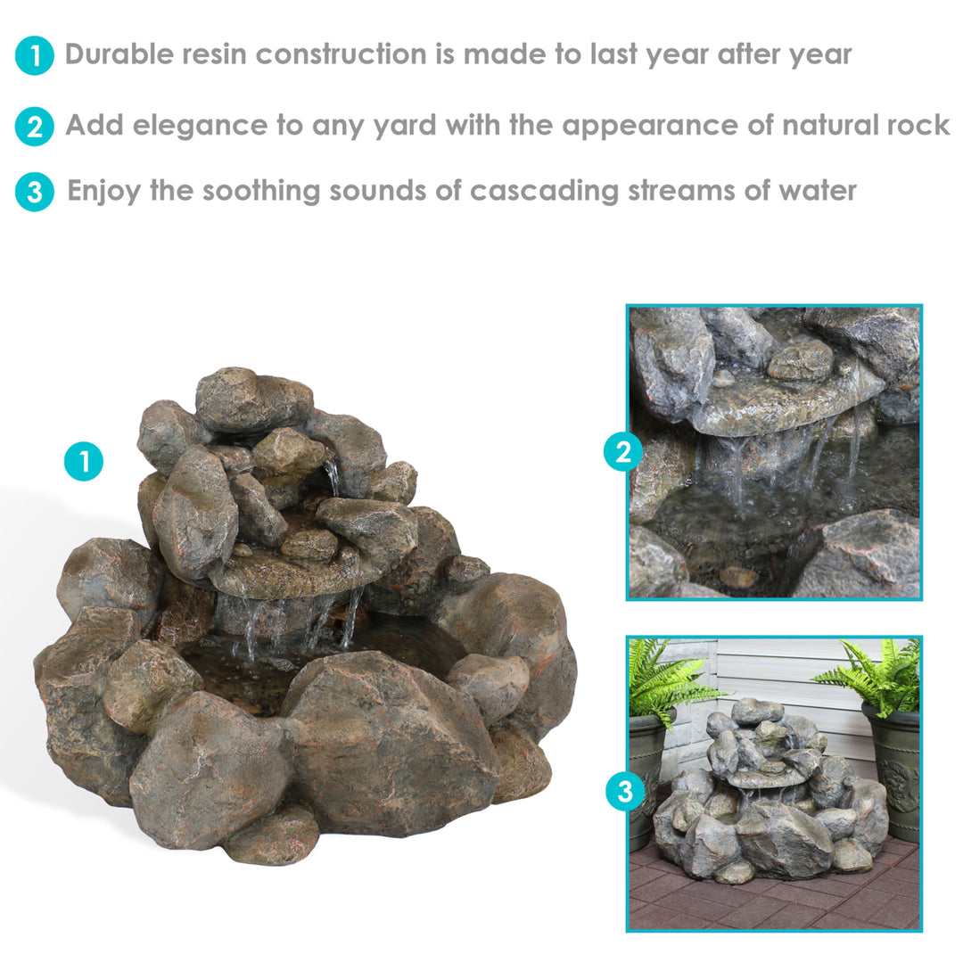 Sunnydaze Electric Resin Rocky Ravine Outdoor Water Fountain - 18 in Image 2