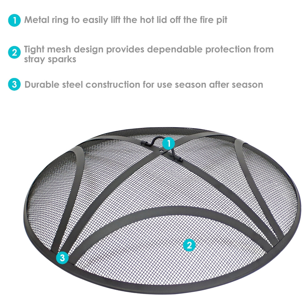 Sunnydaze 22 in Reinforced Steel Mesh Round Fire Pit Spark Screen Image 2