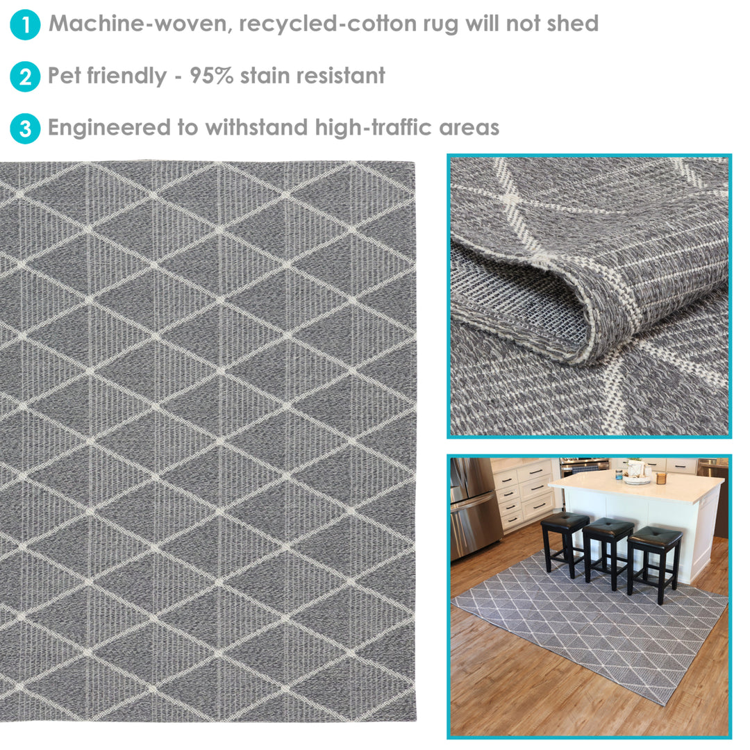 Sunnydaze Lattice Perfection Indoor Area Rug - Charcoal - 5 ft x 7 ft Image 2