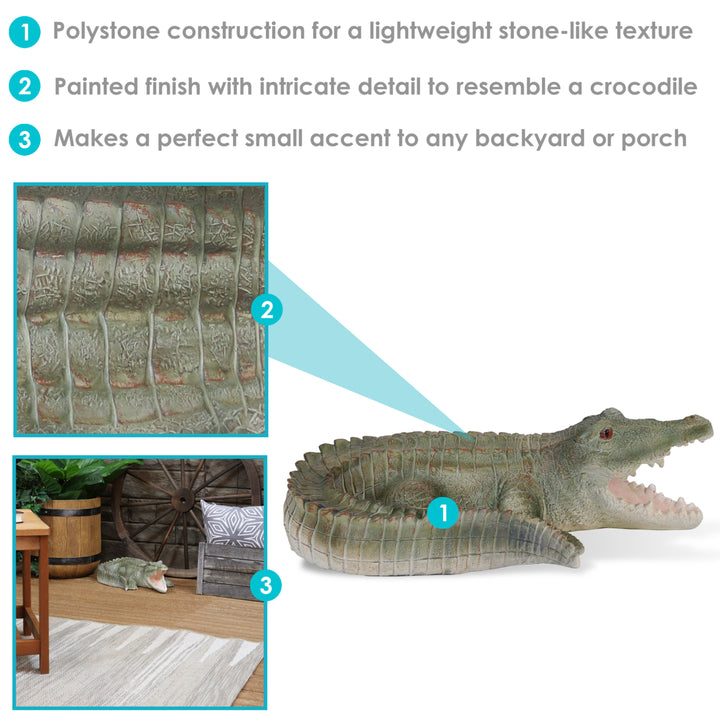 Sunnydaze Chloe the Crabby Crocodile Indoor and Outdoor Statue - 18 in Image 2