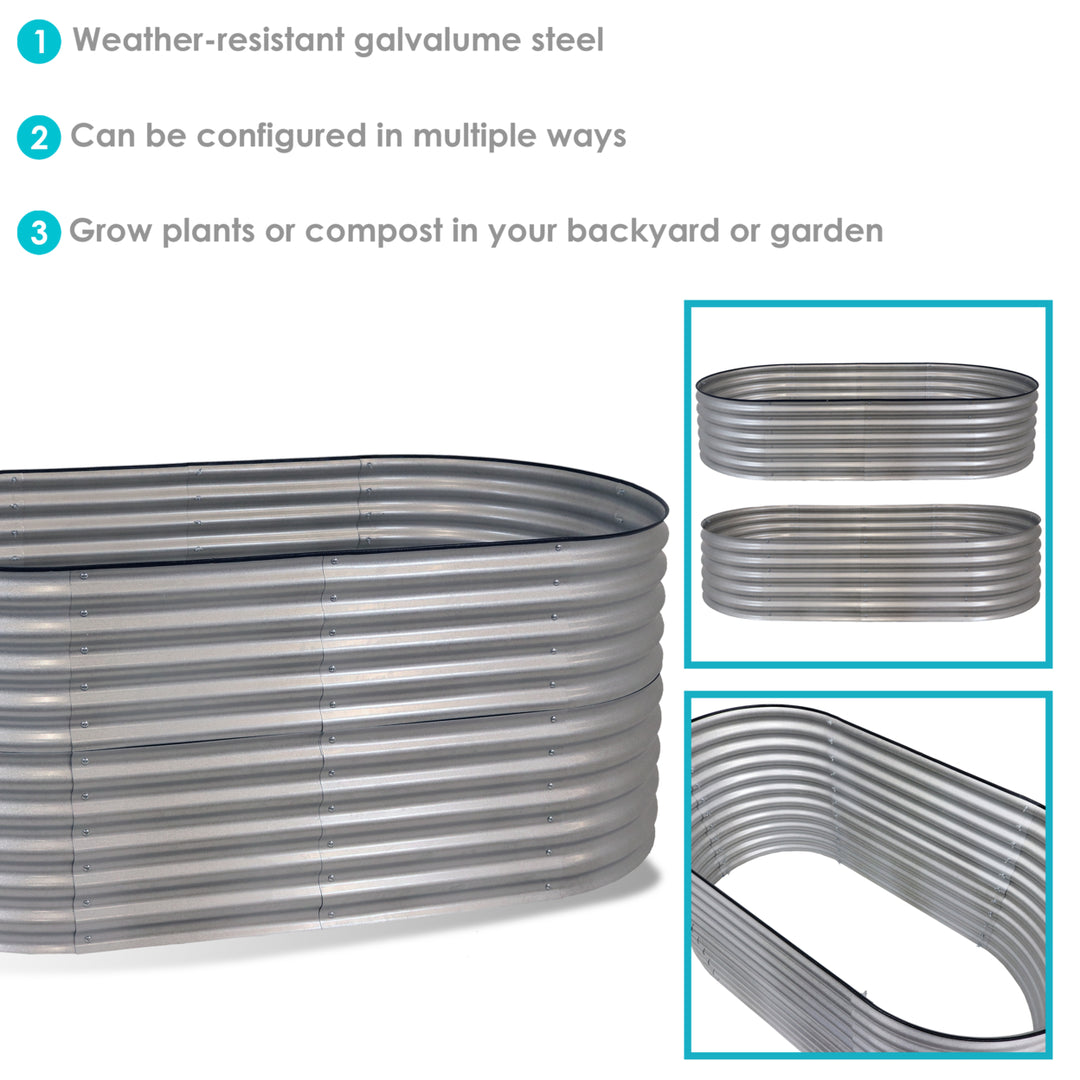 Sunnydaze Galvalume Steel Oval Raised Garden Bed - Silver - 79 in x 32 in Image 2