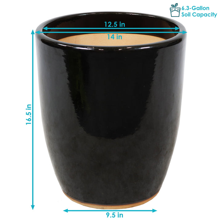 Sunnydaze Captivating Vista Ceramic Planter - 14" - Obsidian Image 3