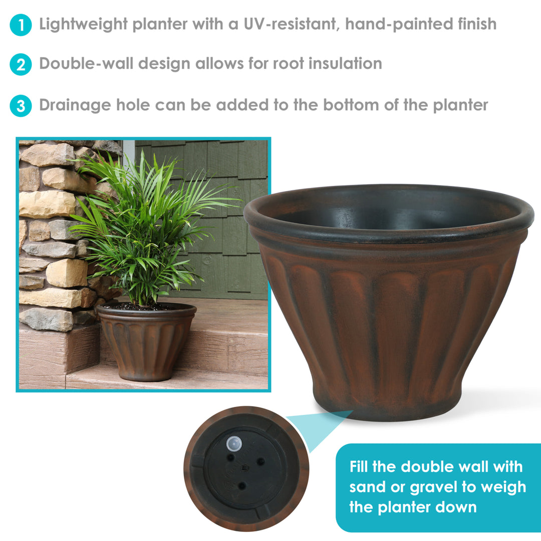 Sunnydaze 16 in Charlotte Polyresin Planter with UV-Resistant Finish - Rust Image 4