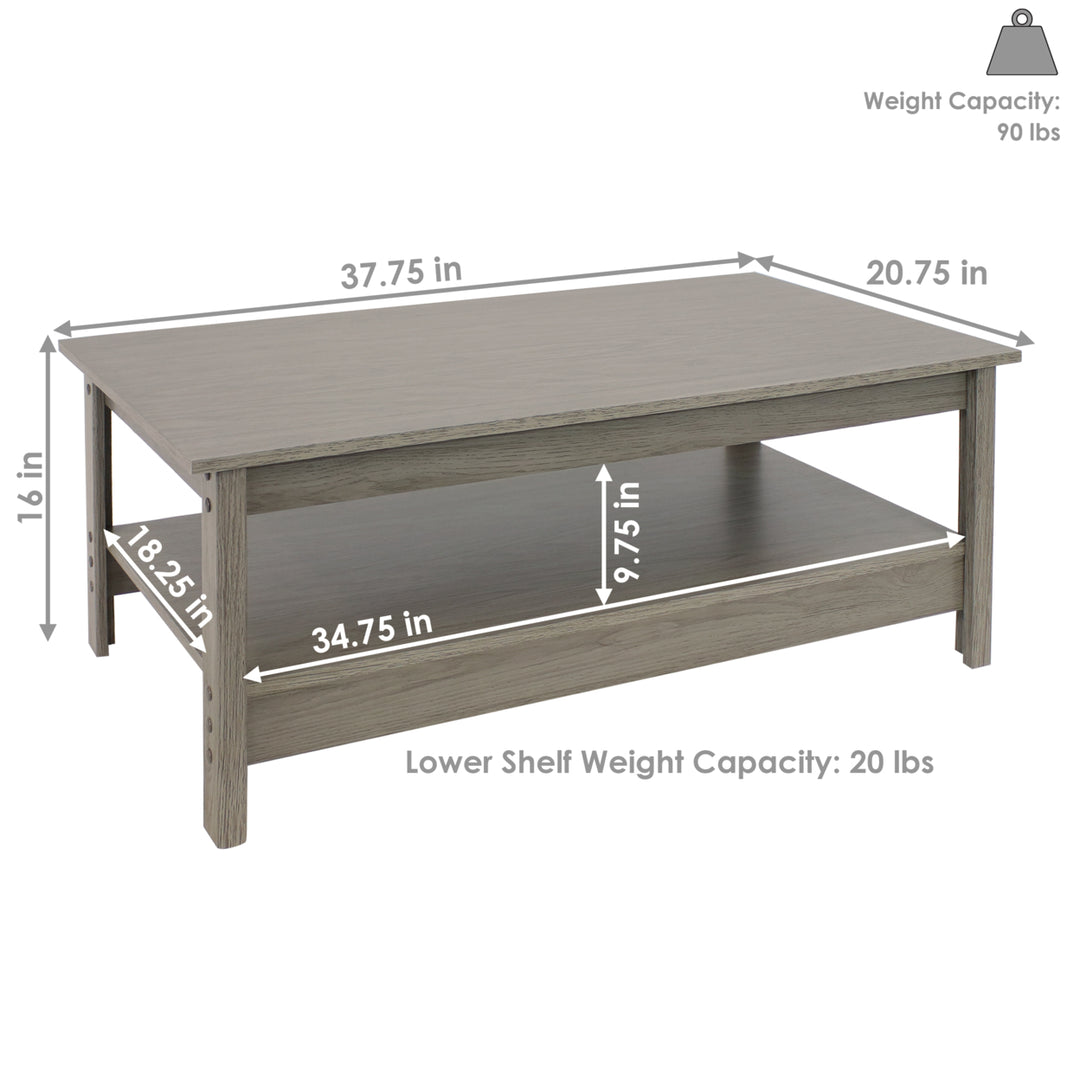 Sunnydaze Classic MDF Coffee Table with Lower Shelf - Thunder Gray - 16 in Image 3