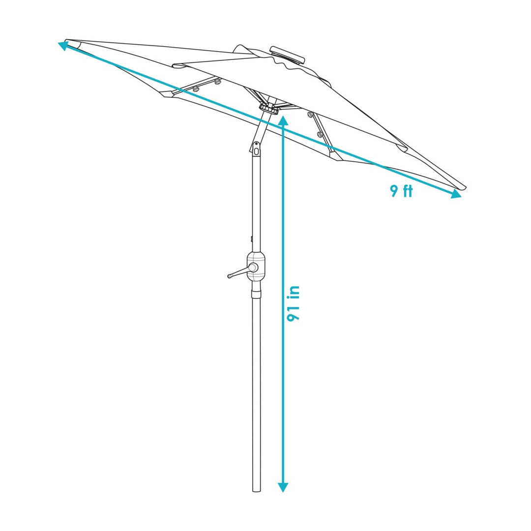 Sunnydaze 9 ft Solar Patio Umbrella with Lights, Tilt, and Crank - Navy Image 5