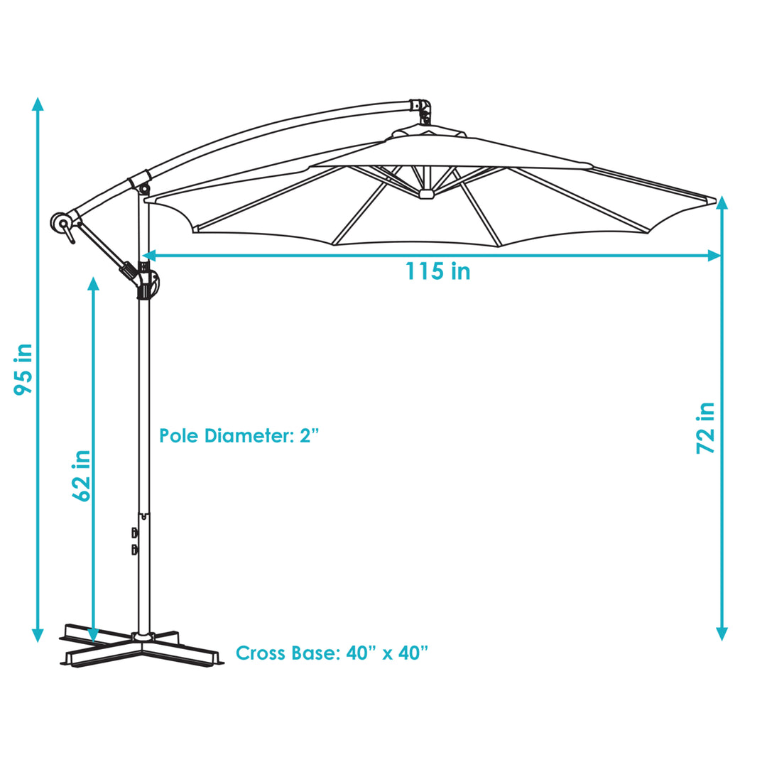 Sunnydaze 9.5 ft Cantilever Offset Patio Umbrella with Crank - Emerald Image 3