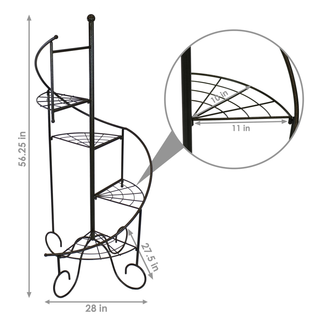 Sunnydaze Black Iron 4-Tier Spiral Staircase Plant Stand - 56 in - Set of 2 Image 3