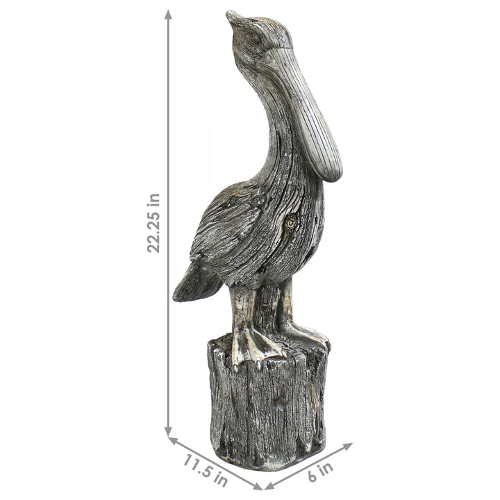 Sunnydaze Pelican Perch Outdoor Polystone Garden Statue - 22 in Image 2