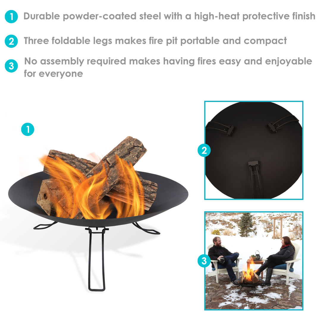 Sunnydaze Classic Ebony Steel Portable Folding Fire Pit - 24 in Image 2