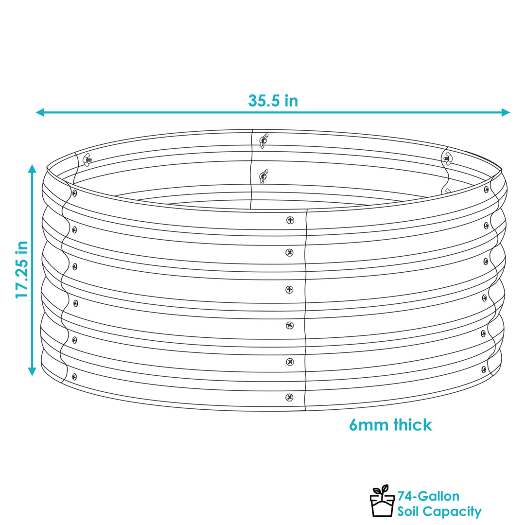 Sunnydaze Galvalume Steel Round Raised Garden Bed - Silver - 36 in Image 3