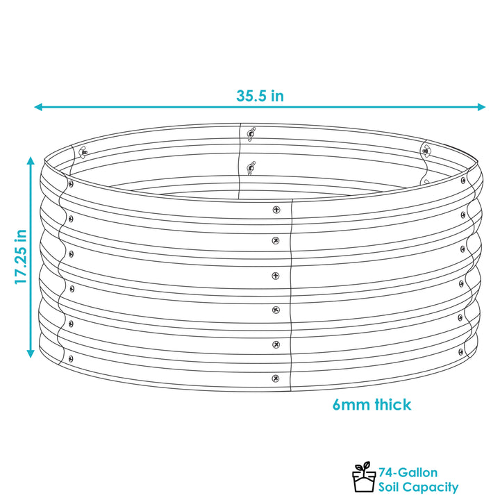 Sunnydaze Galvalume Steel Round Raised Garden Bed - Silver - 36 in Image 3