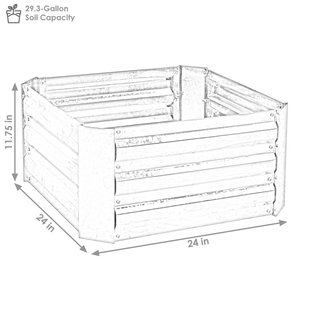 Sunnydaze Galvanized Steel Square Raised Garden Bed - 24 in - Brown Image 3