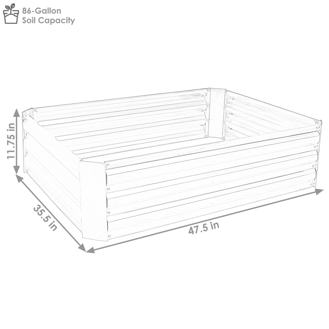 Sunnydaze Galvanized Steel Rectangle Raised Garden Bed - 47 in - Silver Image 3