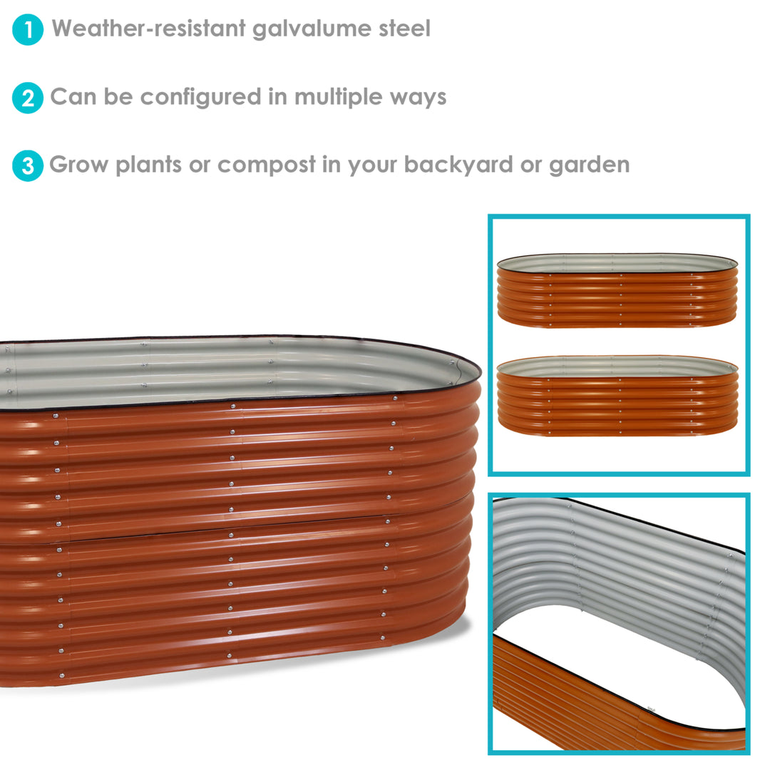 Sunnydaze Galvalume Steel Oval Raised Garden Bed - Brown - 79 in x 32 in Image 2