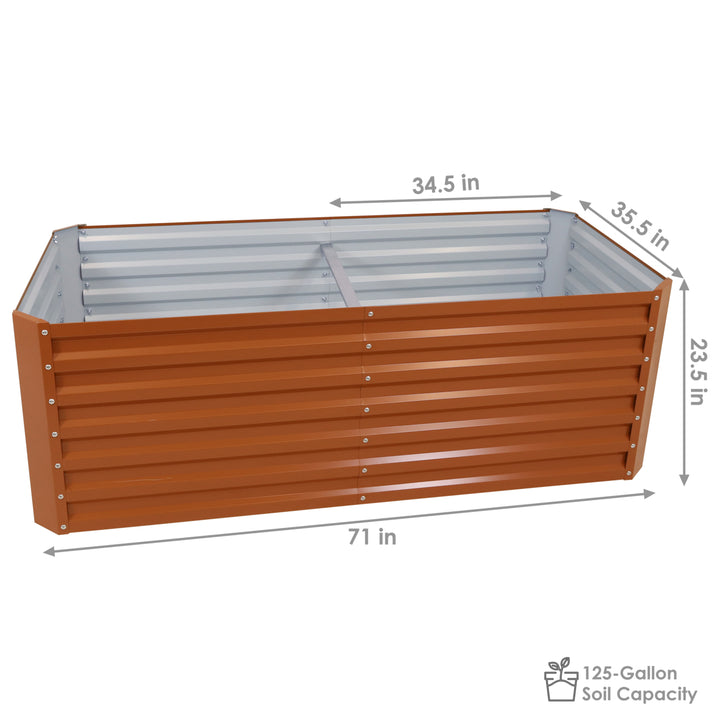 Sunnydaze Galvalume Steel Rectangle Raised Garden Bed - Brown - 71 in Image 4