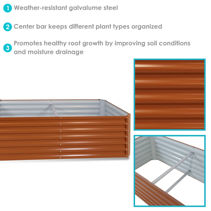 Sunnydaze Galvalume Steel Rectangle Raised Garden Bed - Brown - 71 in Image 2