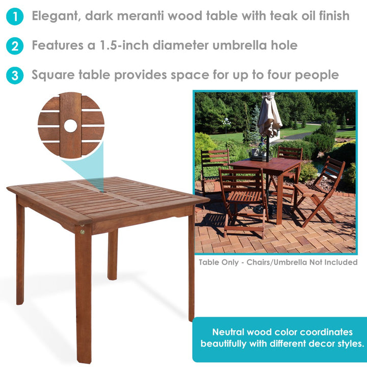 Sunnydaze 31.5 in Meranti Wood Square Patio Dining Image 4