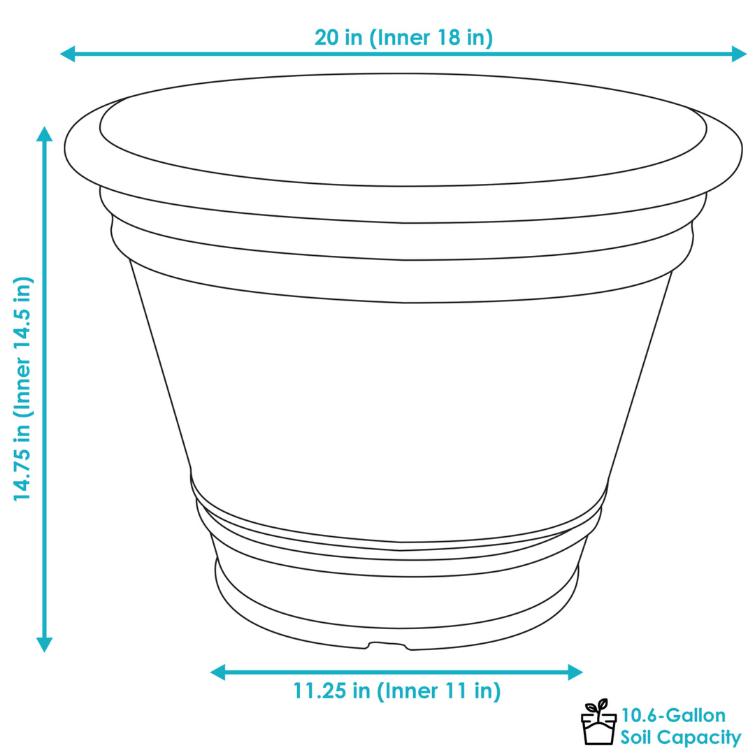 Sunnydaze 20 in Franklin Unbreakable Polyresin Planter - Sable - Set of 2 Image 3