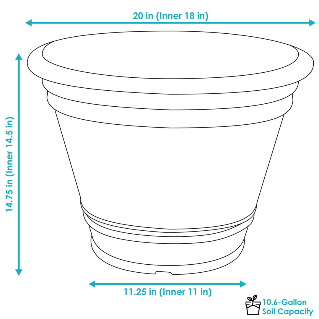 Sunnydaze 20 in Franklin Unbreakable Polyresin Planter - Sable - Set of 4 Image 3