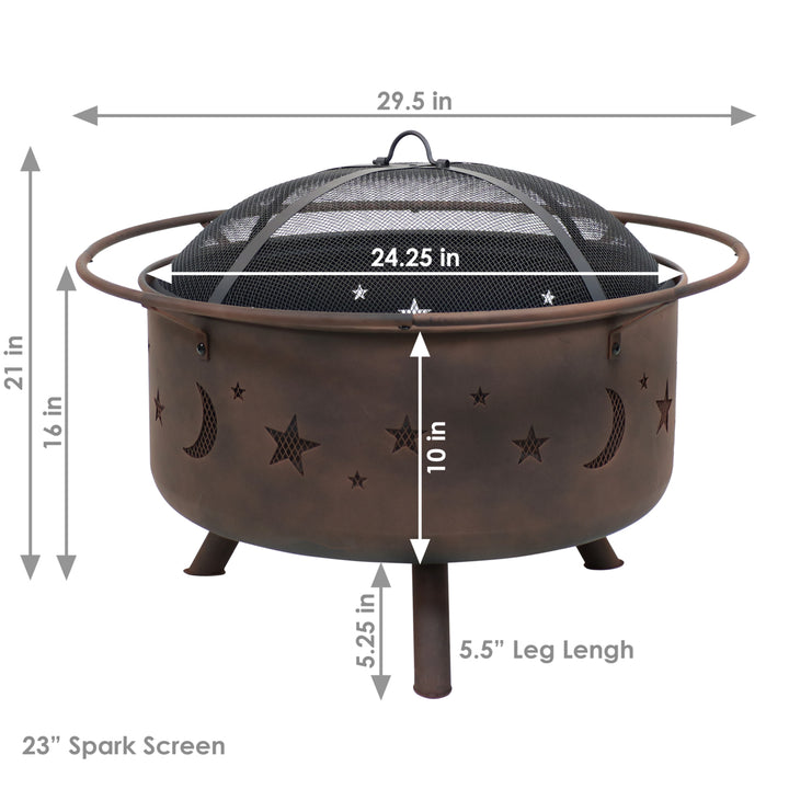 Sunnydaze 30 in Cosmic Steel Fire Pit with Spark Screen, Poker, and Grate Image 3