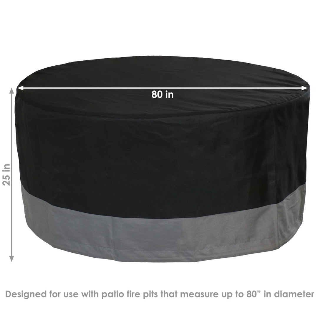 Sunnydaze 80 in 2-Tone Polyester Round Outdoor Fire Pit Cover - Gray/Black Image 3