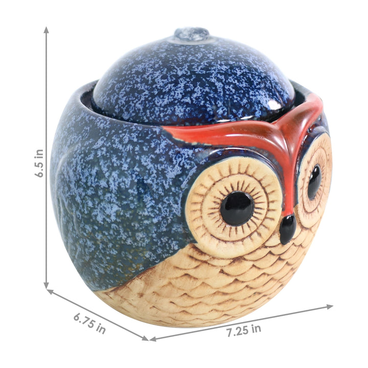 Sunnydaze Owl Ceramic Indoor Water Fountain - 6 in Image 3