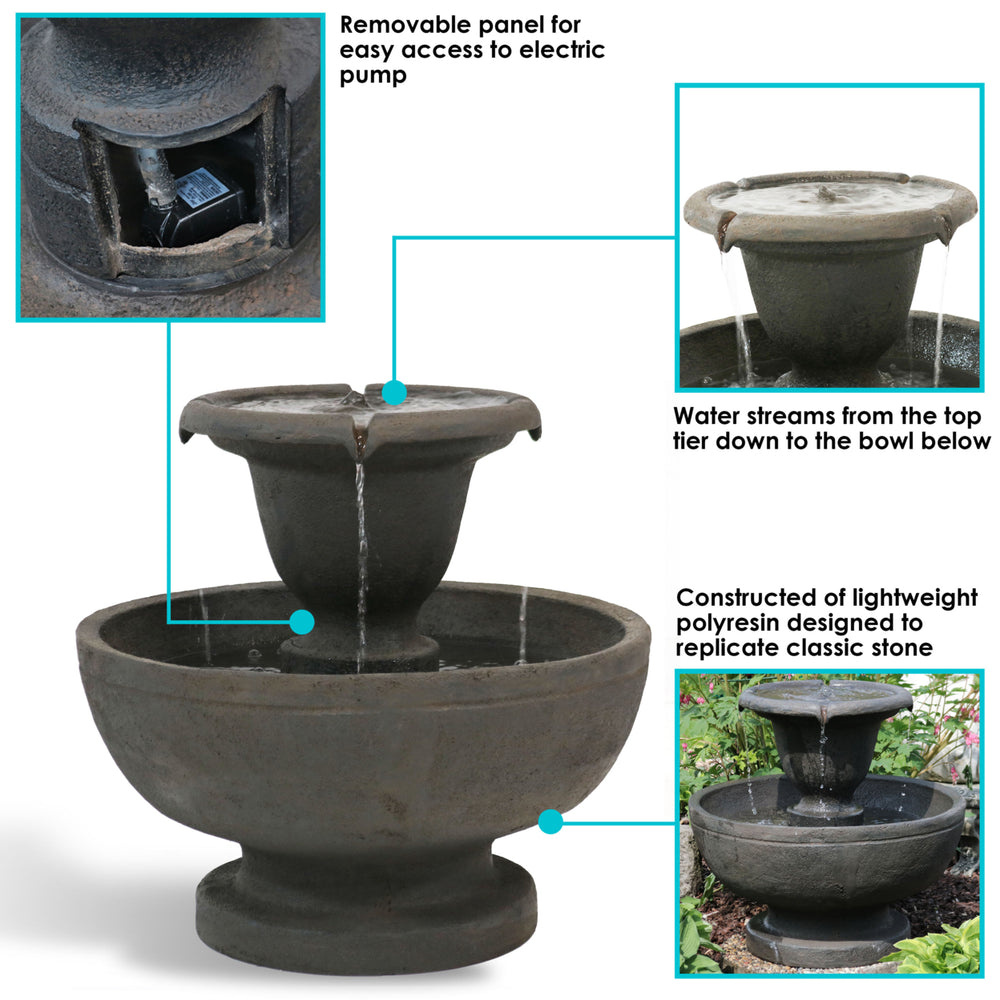 Sunnydaze Streaming Falls Polyresin Outdoor 2-Tier Water Fountain Image 2