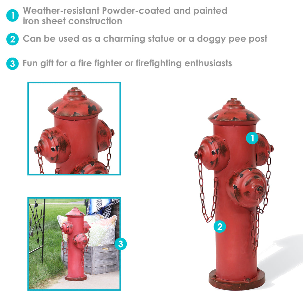 Sunnydaze Fire Hydrant Metal Outdoor Statue - 21.5 in Image 2