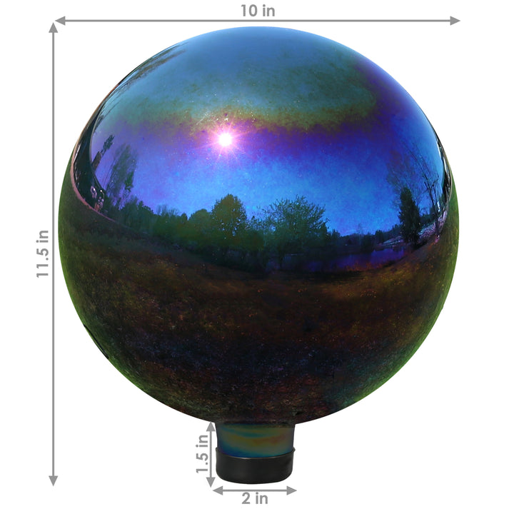 Sunnydaze Mirrored Glass Gazing Globe - 10 in - Rainbow - Set of 2 Image 3