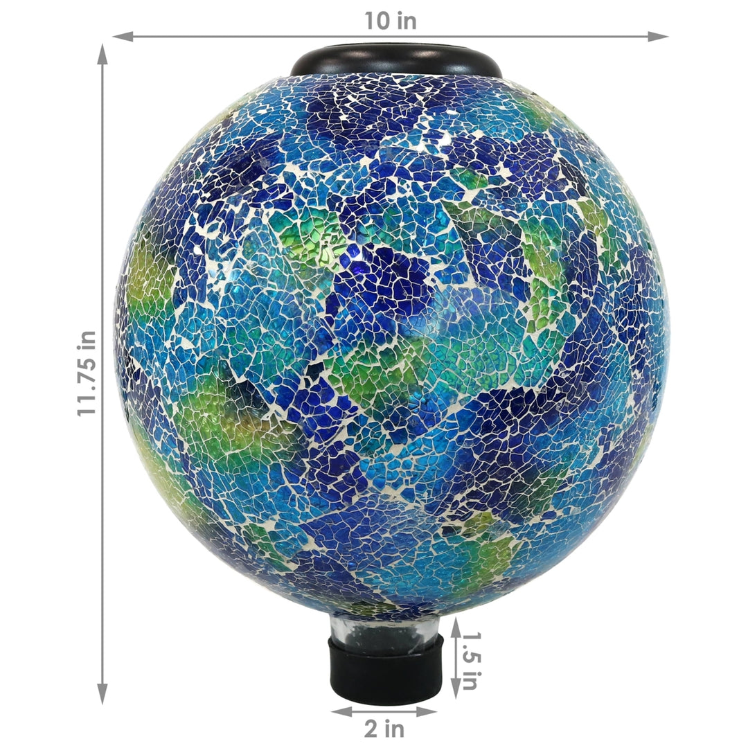 Sunnydaze Azul Terra Crackled Glass Solar Gazing Globe - 10 in Image 3