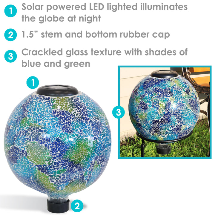 Sunnydaze Azul Terra Crackled Glass Solar Gazing Globe - 10 in Image 2