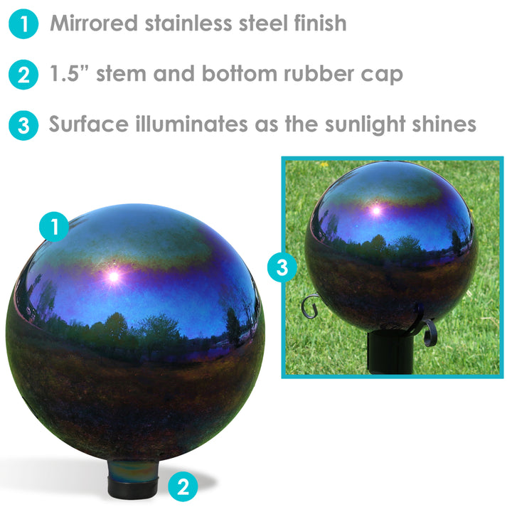 Sunnydaze Mirrored Glass Gazing Globe - 10 in - Rainbow - Set of 2 Image 2