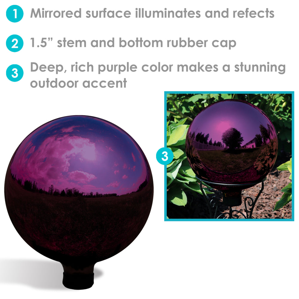 Sunnydaze Merlot Mirrored Surface Gazing Ball Globe - 10 in - Set of 2 Image 2