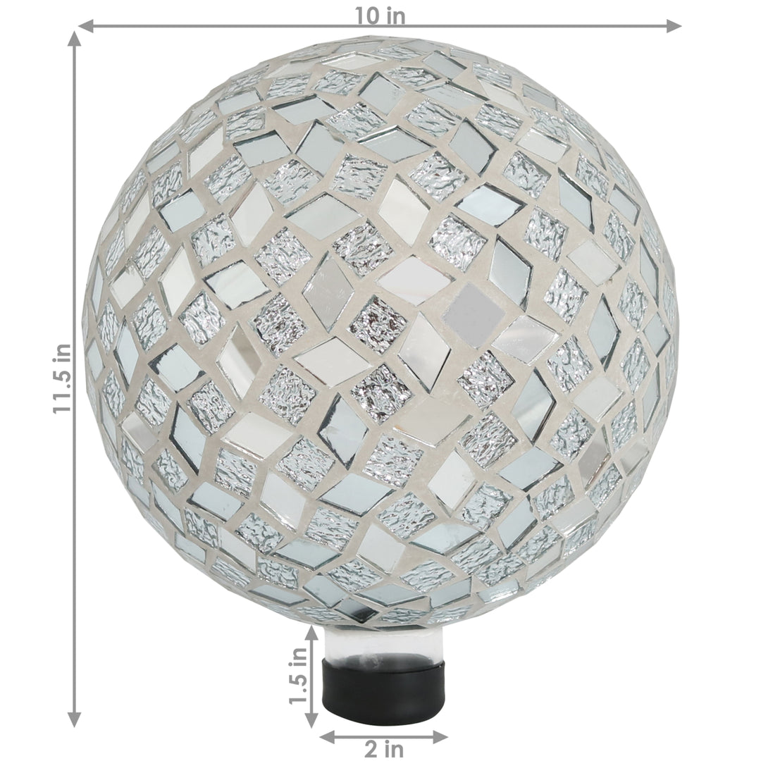 Sunnydaze Mirrored Diamond Mosaic Gazing Globe - 10 in - Gray - Set of 2 Image 3