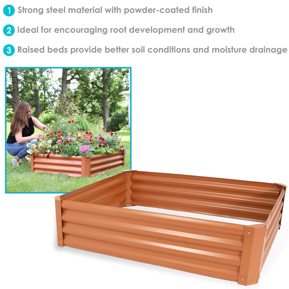 Sunnydaze Powder-Coated Steel Rectangle Raised Garden Bed - Brown - 47 in Image 2