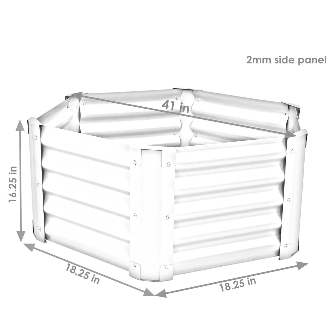 Sunnydaze Powder-Coated Steel Hexagon Raised Garden Bed - Brown - 41 in Image 3