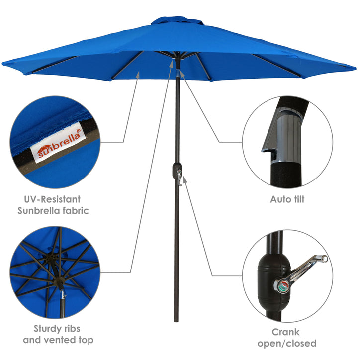 Sunnydaze 9 ft Sunbrella Patio Umbrella with Tilt and Crank - Pacific Blue Image 2